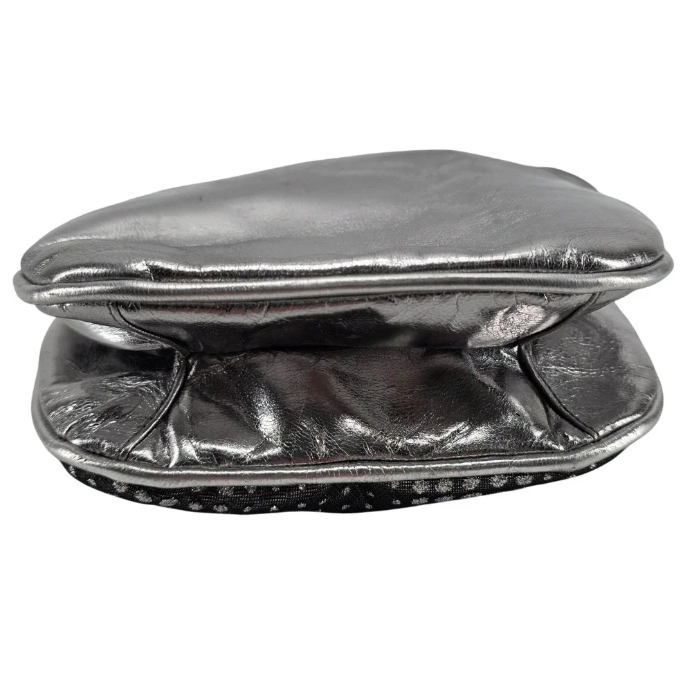 Vintage Stuart Weitzman Evening Bag Black Silver Metallic Polka Dot Retro Disco